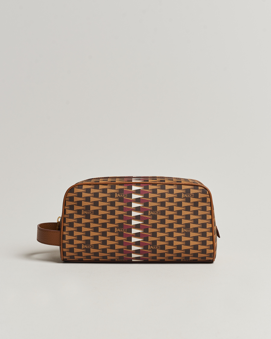 Homme | Bally Pennant Monogram Leather Washbag Brown | Bally | Pennant Monogram Leather Washbag Brown