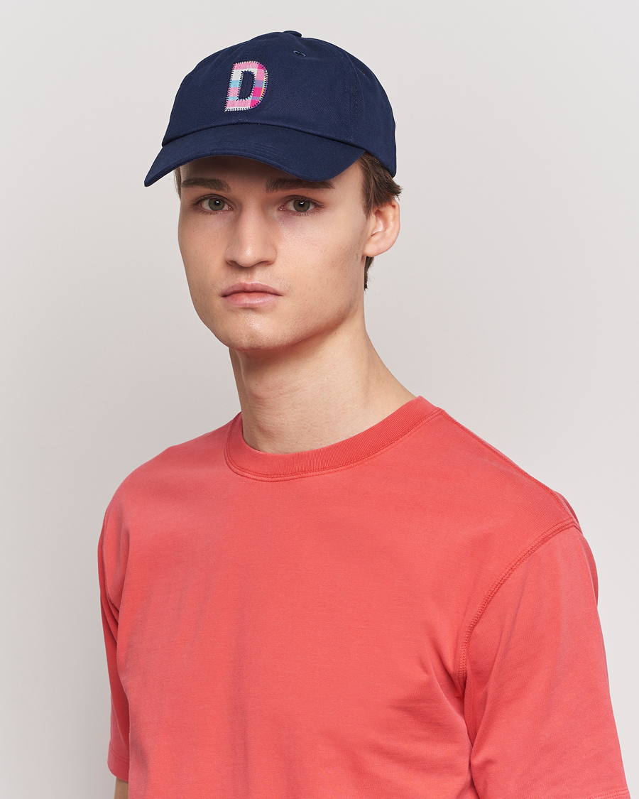 Homme | Drake's Madras D Aplique Baseball Cap Navy | Drake's | Madras D Aplique Baseball Cap Navy