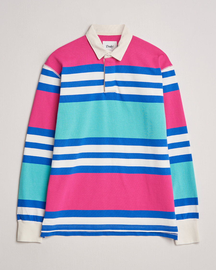 Homme | Pulls Et Tricots | Drake's | Long Sleeve Stripe Rugby Shirt Multi