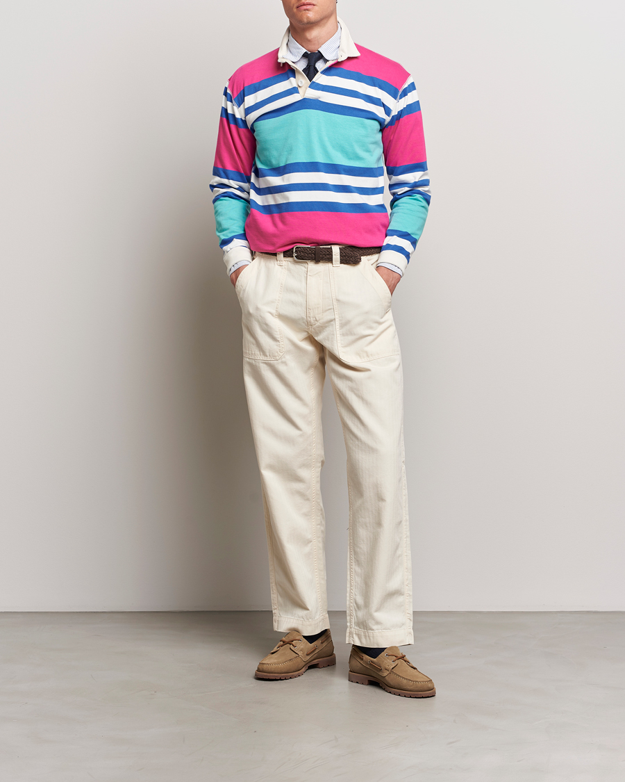 Homme | Pulls Et Tricots | Drake's | Long Sleeve Stripe Rugby Shirt Multi