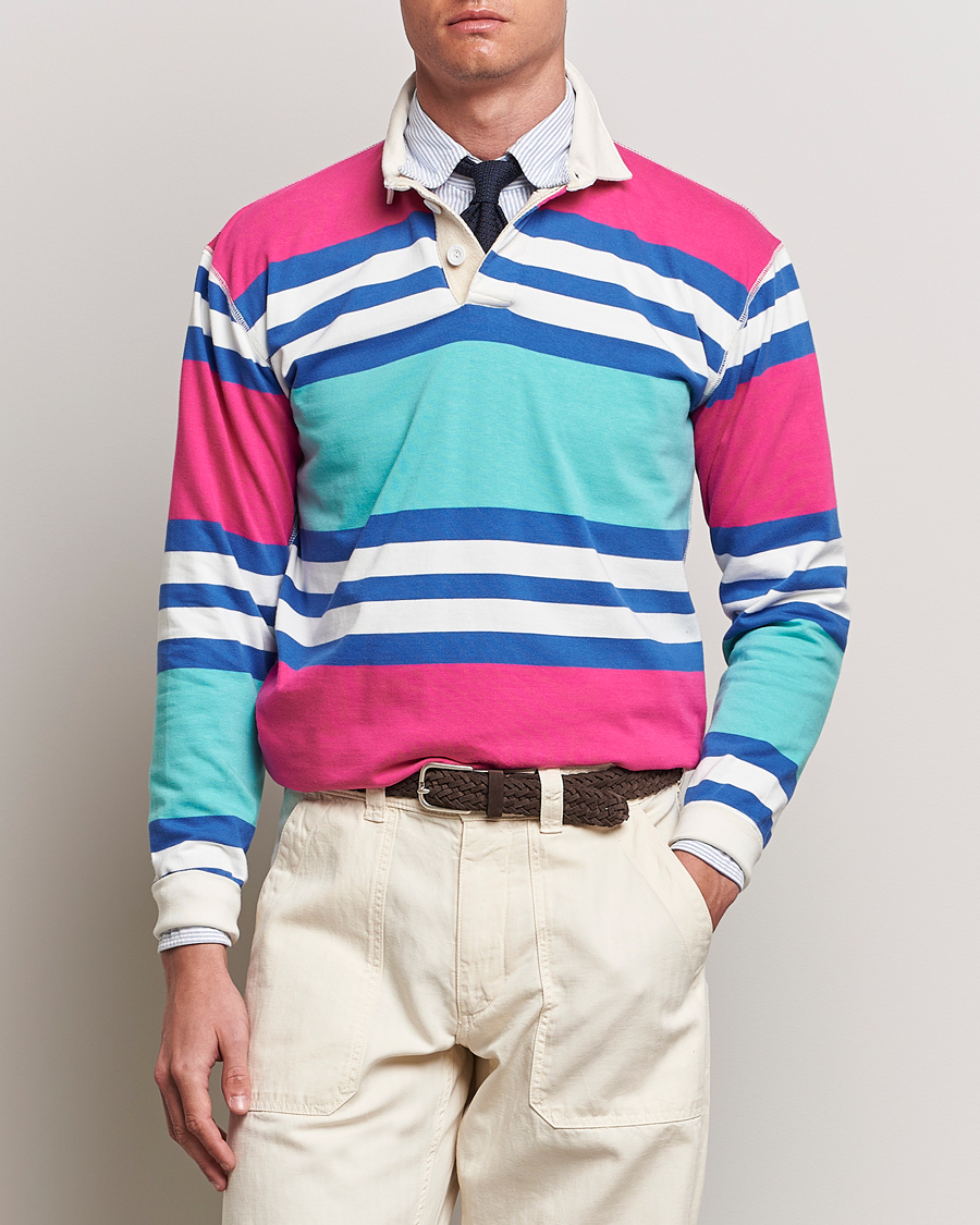 Homme | Pulls Et Tricots | Drake's | Long Sleeve Stripe Rugby Shirt Multi