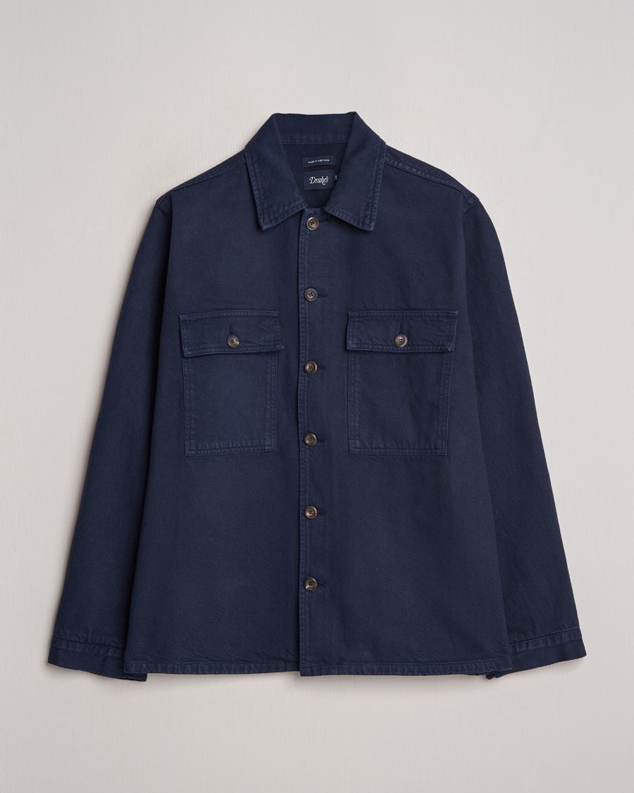 Homme | Chemises | Drake's | Cotton Field Shirt Navy