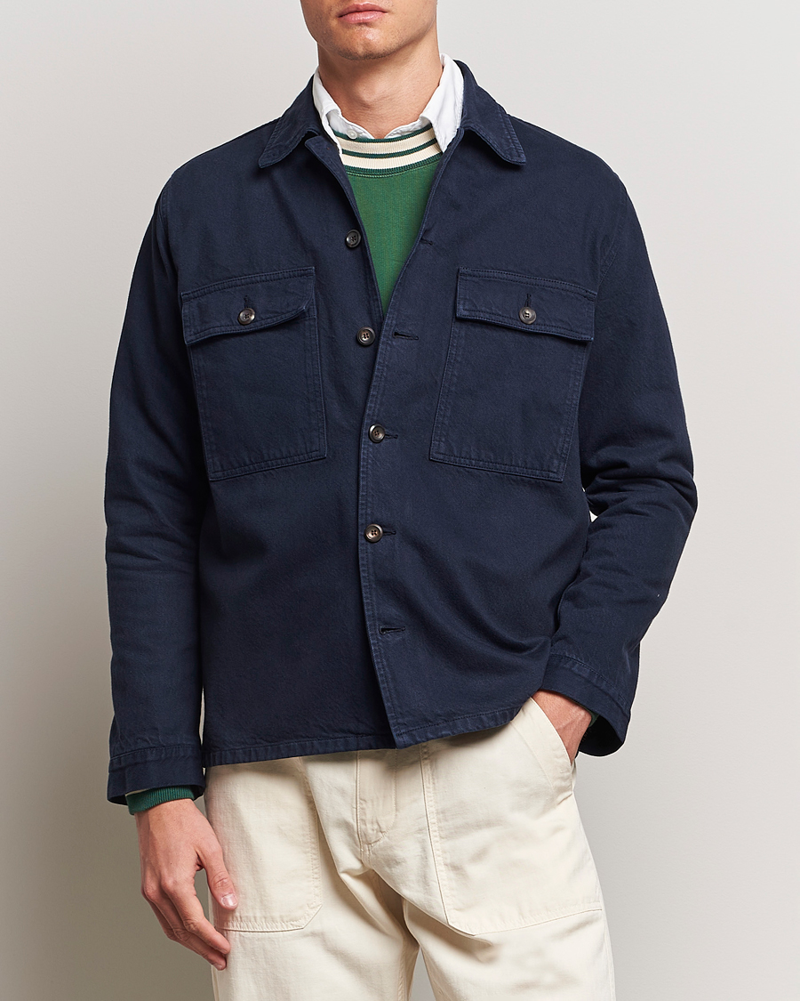 Homme | Chemises | Drake's | Cotton Field Shirt Navy