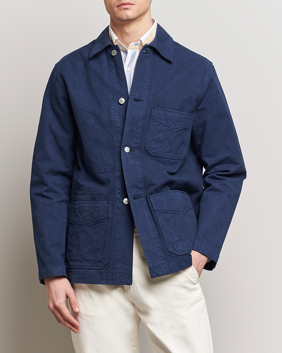 Homme | Manteaux Et Vestes | Drake's | Duck Cotton Canvas Shore Jacket Navy