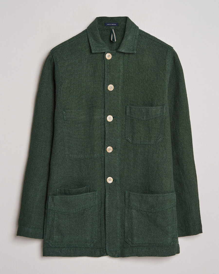 Homme | Manteaux Et Vestes | Drake's | Heavy Linen Chore Jacket Green