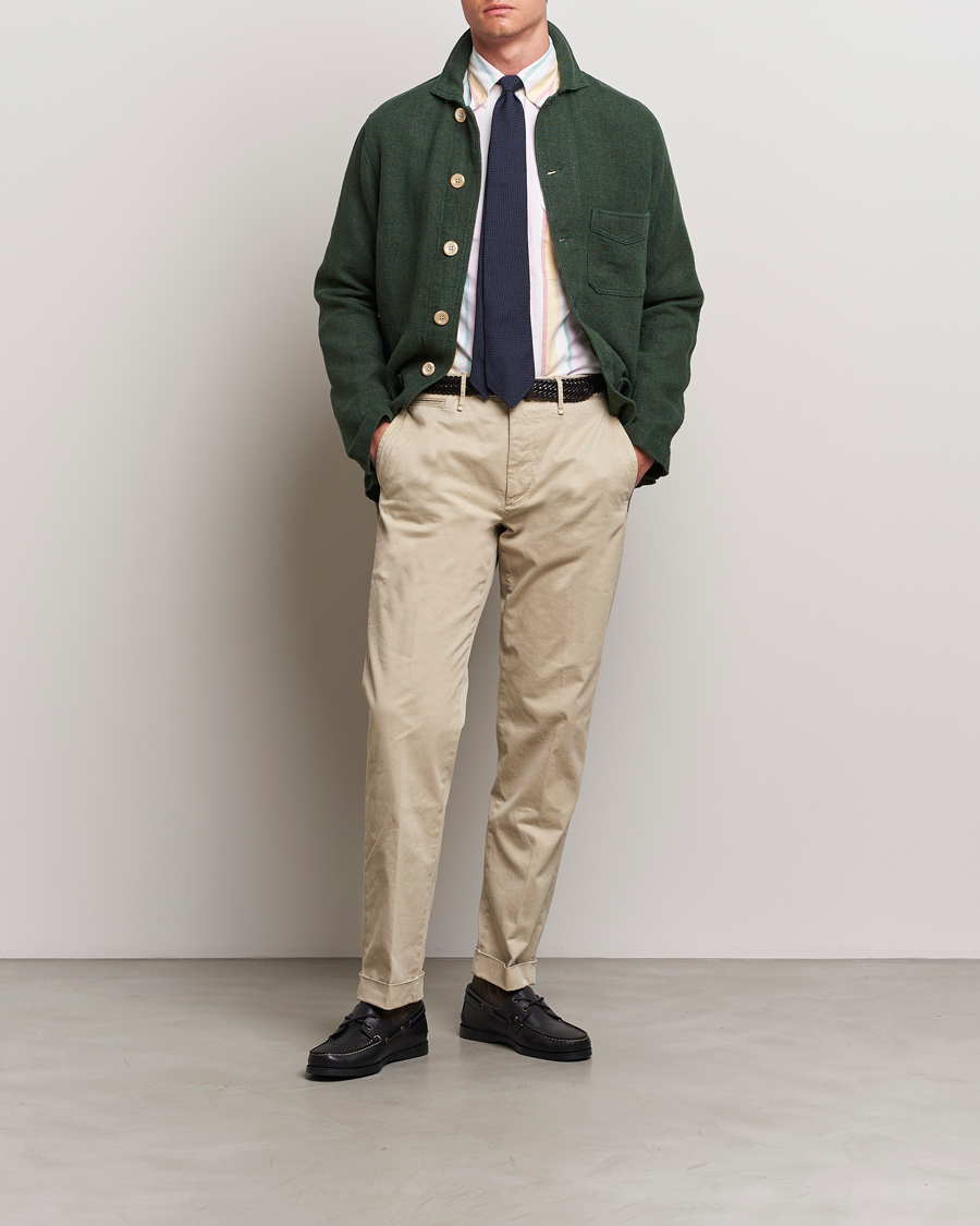 Homme | Manteaux Et Vestes | Drake's | Heavy Linen Chore Jacket Green