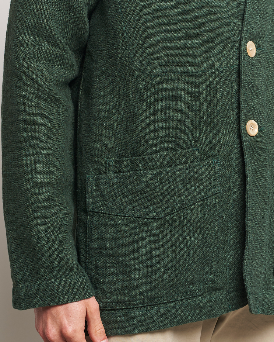 Homme | Manteaux Et Vestes | Drake's | Heavy Linen Chore Jacket Green