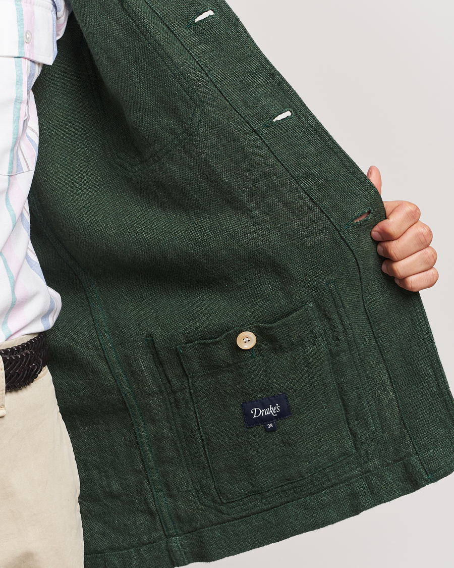 Homme | Manteaux Et Vestes | Drake's | Heavy Linen Chore Jacket Green