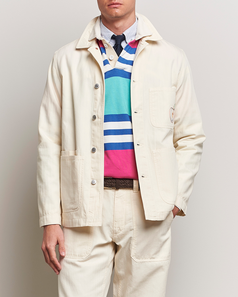 Homme | Chemises | Drake's | Herringbone Fatigue Cotton Jacket Ecru