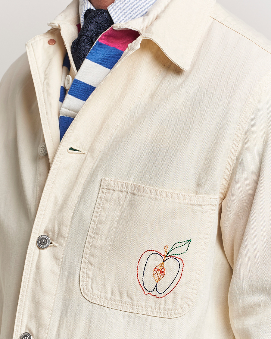 Homme | Chemises | Drake's | Herringbone Fatigue Cotton Jacket Ecru