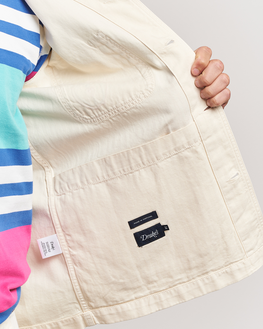 Homme | Chemises | Drake's | Herringbone Fatigue Cotton Jacket Ecru
