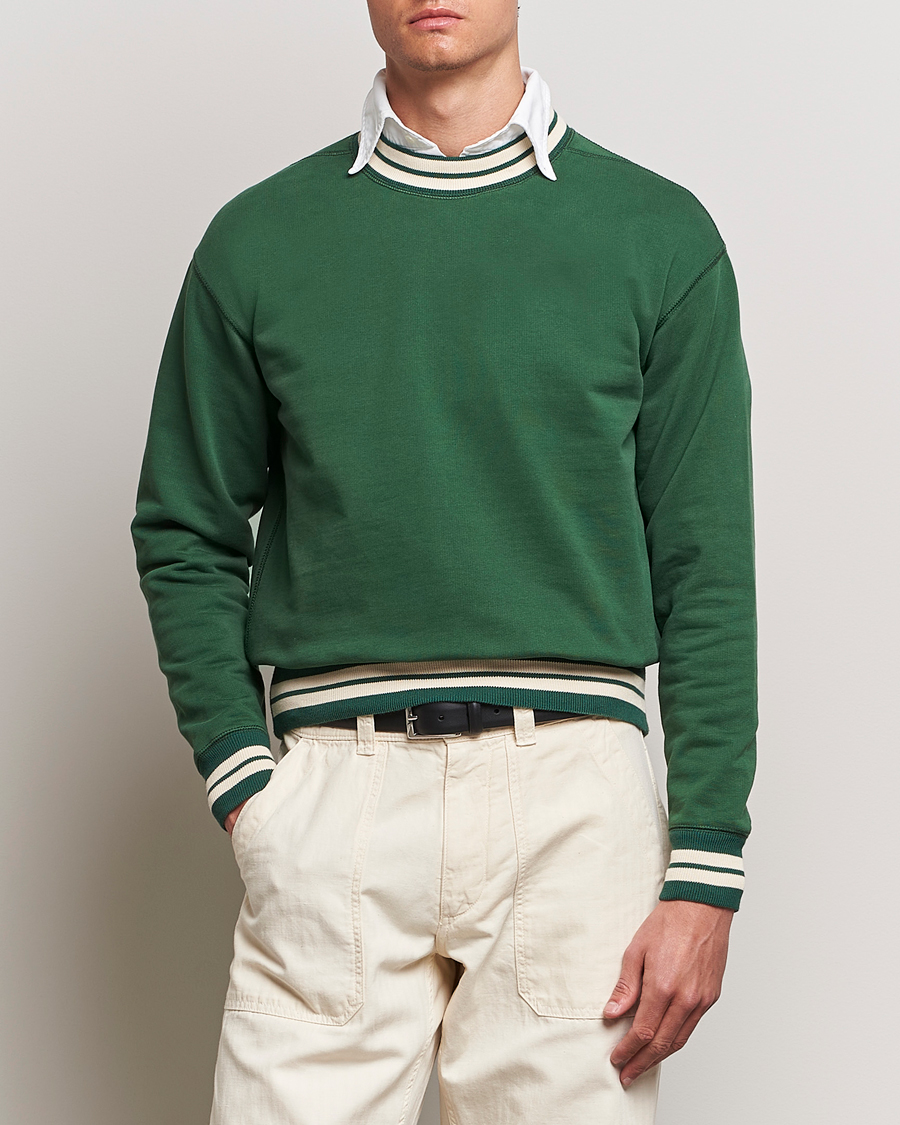 Homme | Sections | Drake\'s | Striped Rib Sweatshirt Green