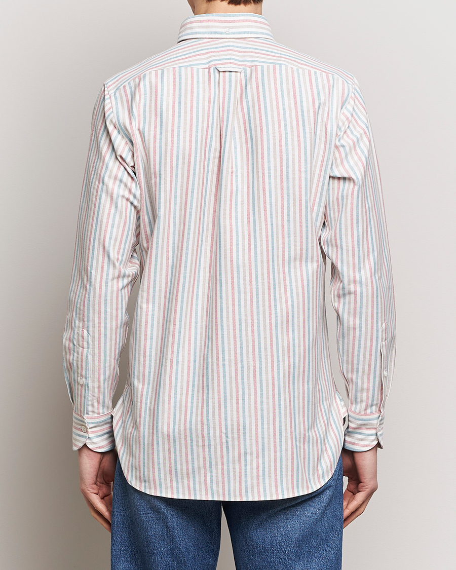 Homme | Chemises | Drake's | Thin Tripple Stripe Oxford Shirt White
