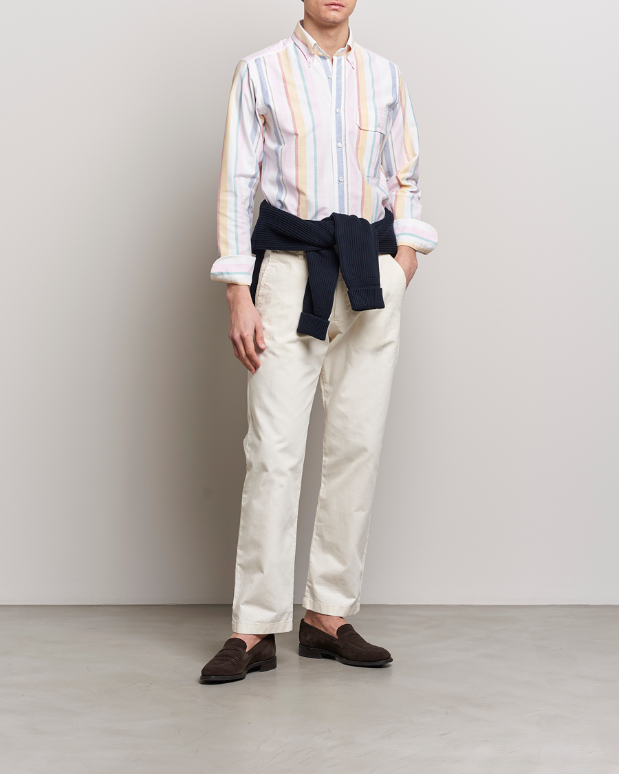 Homme | Chemises | Drake's | Multi Stripe Oxford Shirt Multi