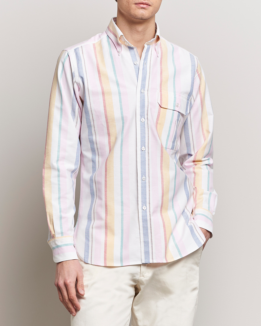 Homme | Chemises | Drake's | Multi Stripe Oxford Shirt Multi