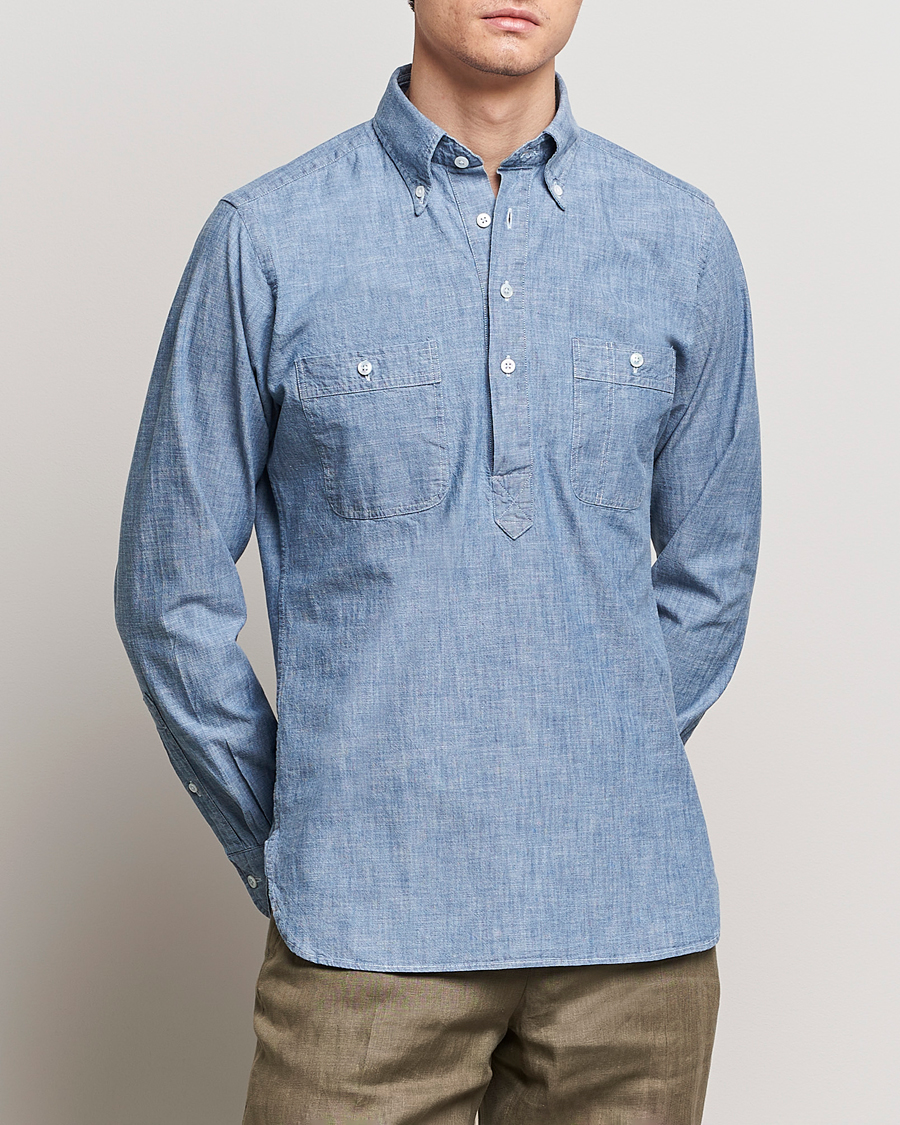 Drake's Chambray Popover Work Shirt Blue - Acheter Drake's