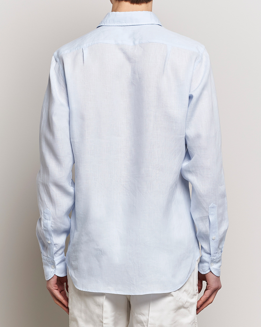 Homme | Chemises | Drake's | Linen Summer Shirt Sky Blue