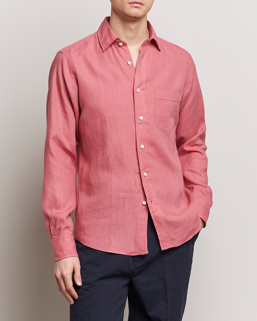 Homme | Chemises | Drake's | Linen Summer Shirt Pink