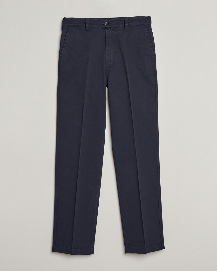 Homme | Pantalons | Drake's | Flat Front Cotton Chino Navy