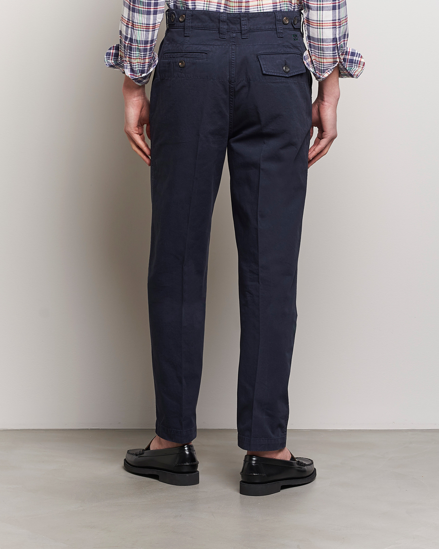 Homme | Pantalons | Drake's | Flat Front Cotton Chino Navy