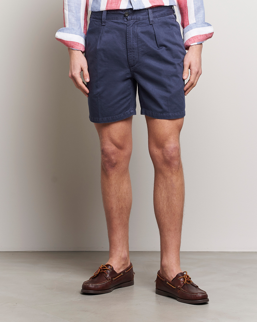 Homme | Shorts | Drake\'s | Cotton Twill Chino Shorts Washed Navy