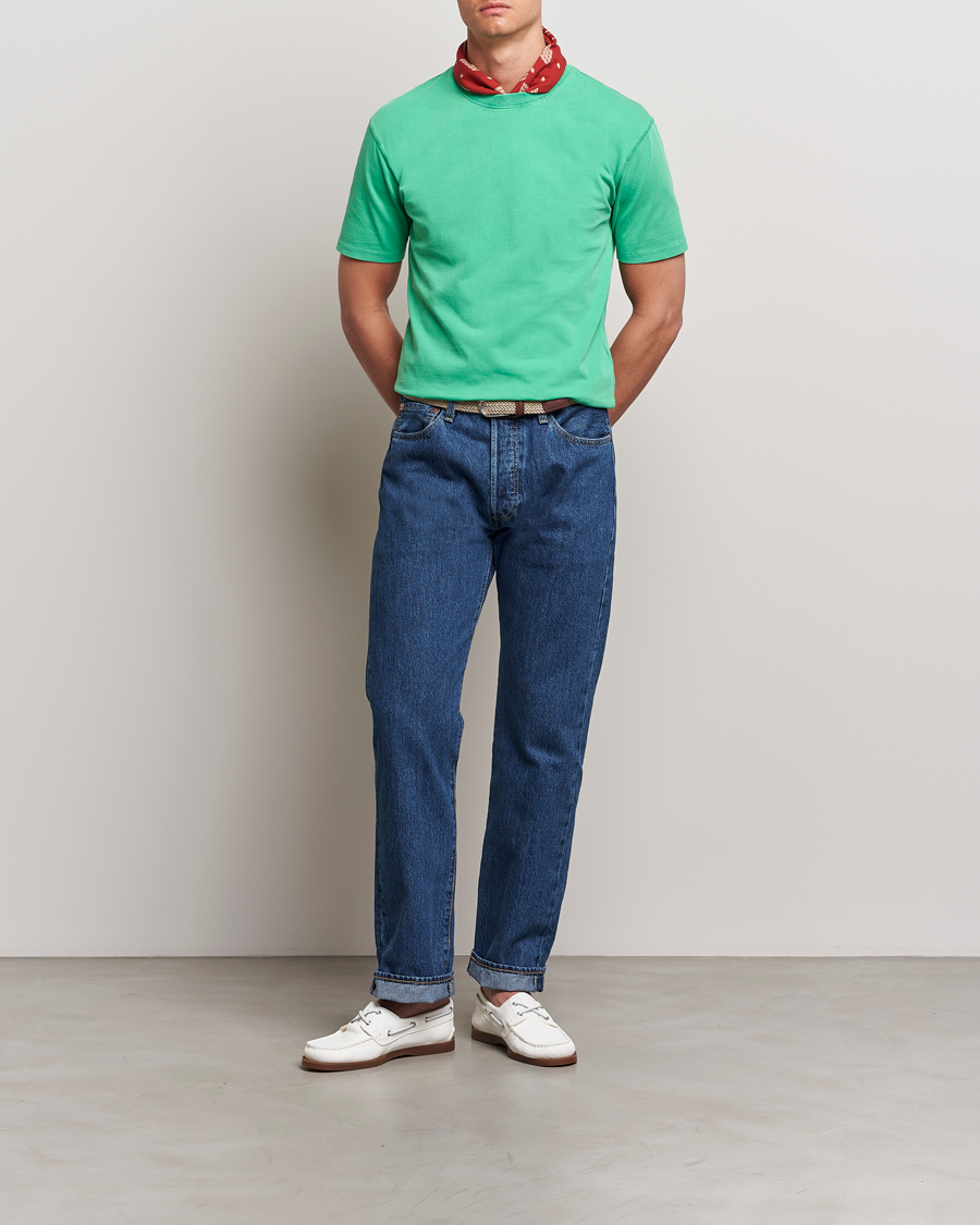 Homme | T-shirts | Drake's | Washed Hiking T-Shirt Green