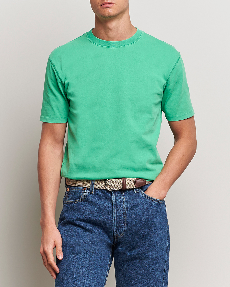 Homme | T-shirts | Drake's | Washed Hiking T-Shirt Green