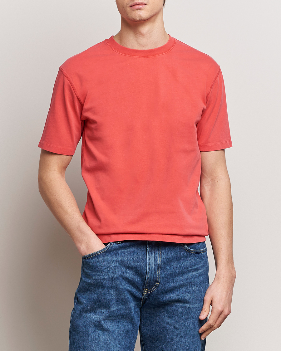 Homme | Preppy Authentic | Drake's | Washed Hiking T-Shirt Red
