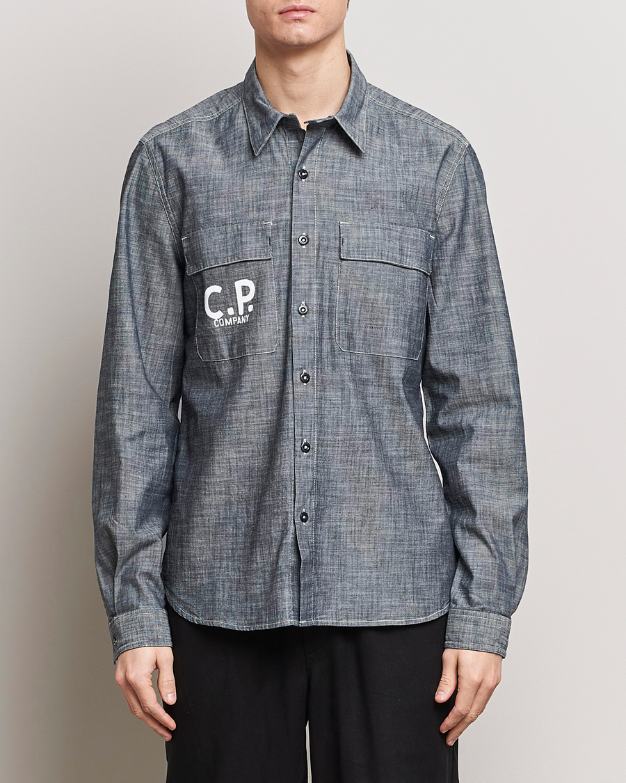 Homme | Chemises | C.P. Company | Long Sleeve Chambray Denim Shirt Black