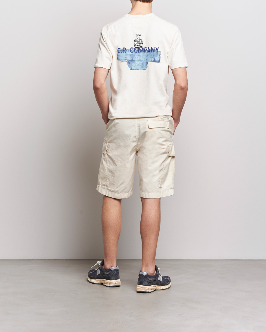 Homme | T-shirts | C.P. Company | Short Sleeve Jersey Guscette Logo T-Shirt Natural