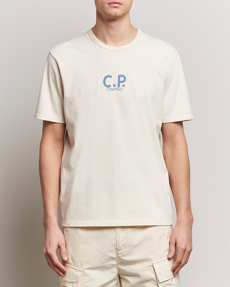 Homme | T-shirts | C.P. Company | Short Sleeve Jersey Guscette Logo T-Shirt Natural
