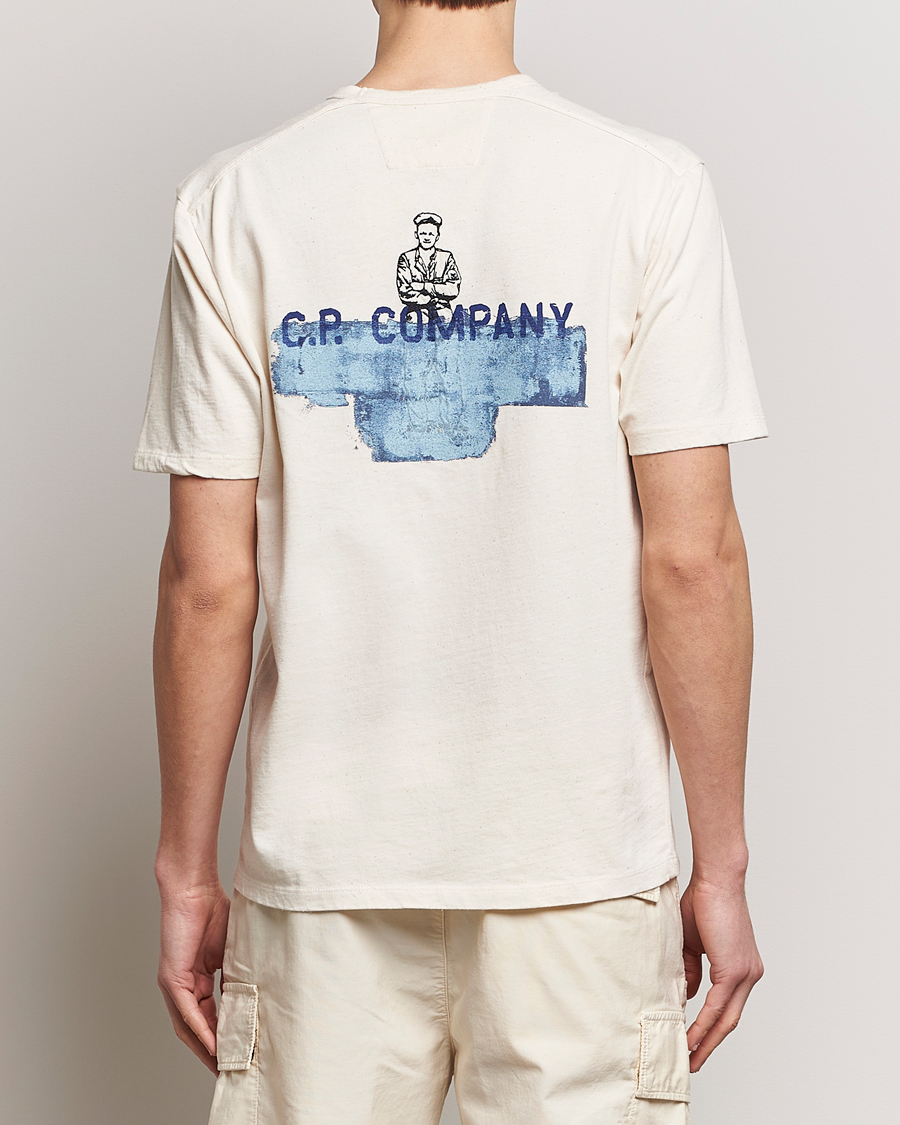 Homme | T-shirts | C.P. Company | Short Sleeve Jersey Guscette Logo T-Shirt Natural