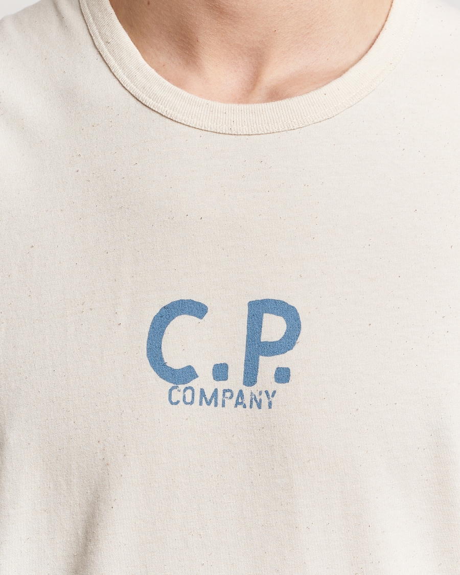 Homme | T-shirts | C.P. Company | Short Sleeve Jersey Guscette Logo T-Shirt Natural