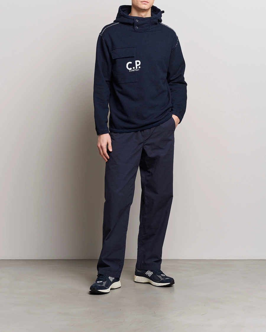 Homme | Pulls Et Tricots | C.P. Company | Washed Indigo Fleece Hooded Sweatshirt Navy