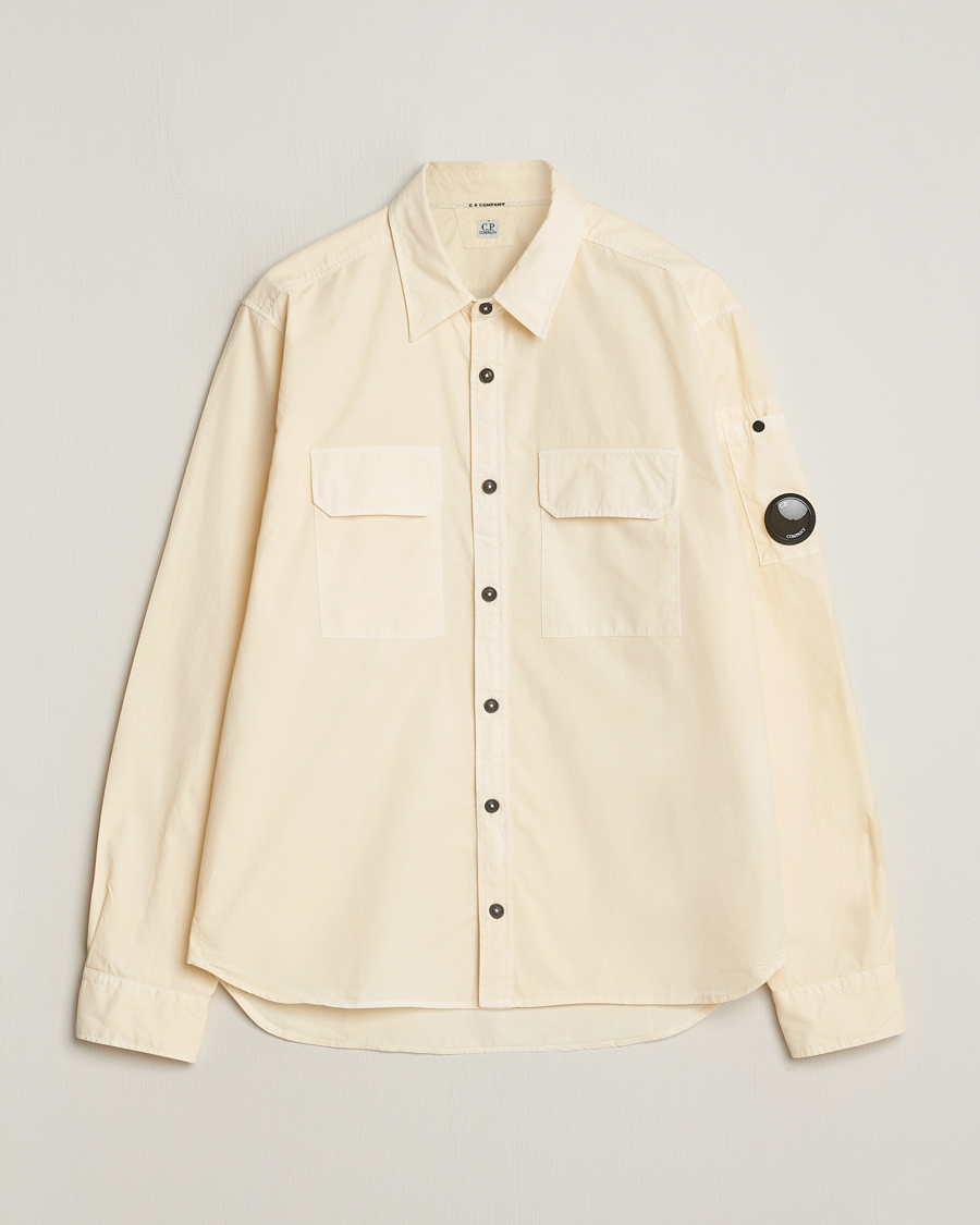 Homme | Chemises | C.P. Company | Long Sleeve Gabardine Pocket Shirt Ecru
