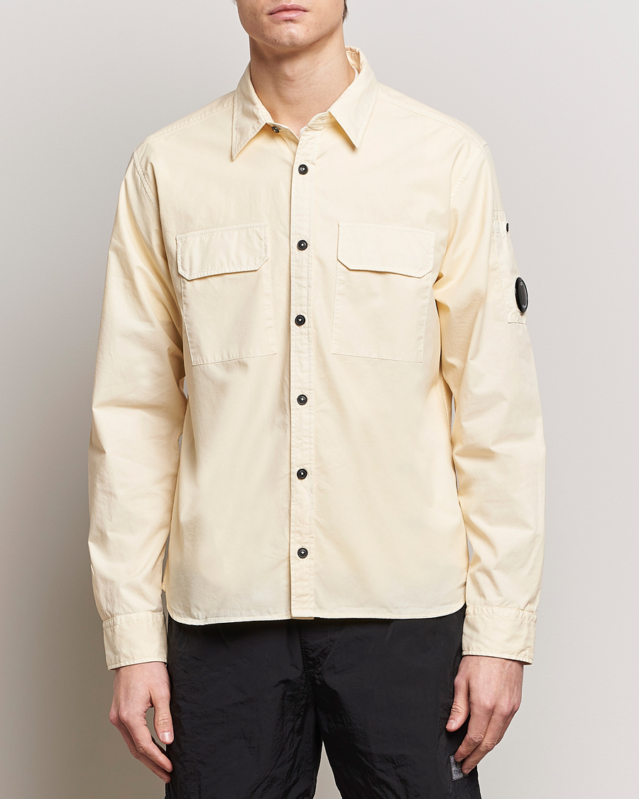 Homme | Chemises Décontractées | C.P. Company | Long Sleeve Gabardine Pocket Shirt Ecru