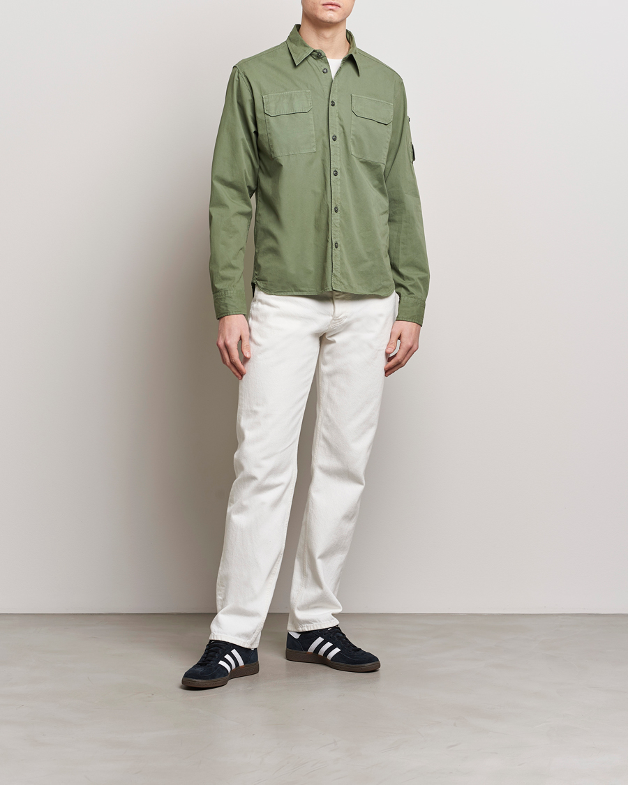 Homme | Chemises | C.P. Company | Long Sleeve Gabardine Pocket Shirt Green