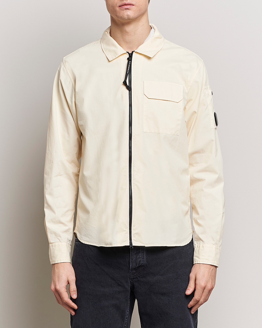 Men |  | C.P. Company | Garment Dyed Gabardine Zip Shirt Jacket Ecru