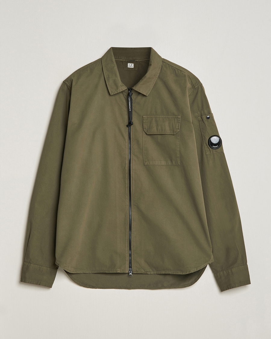 Homme | Chemises | C.P. Company | Garment Dyed Gabardine Zip Shirt Jacket Army