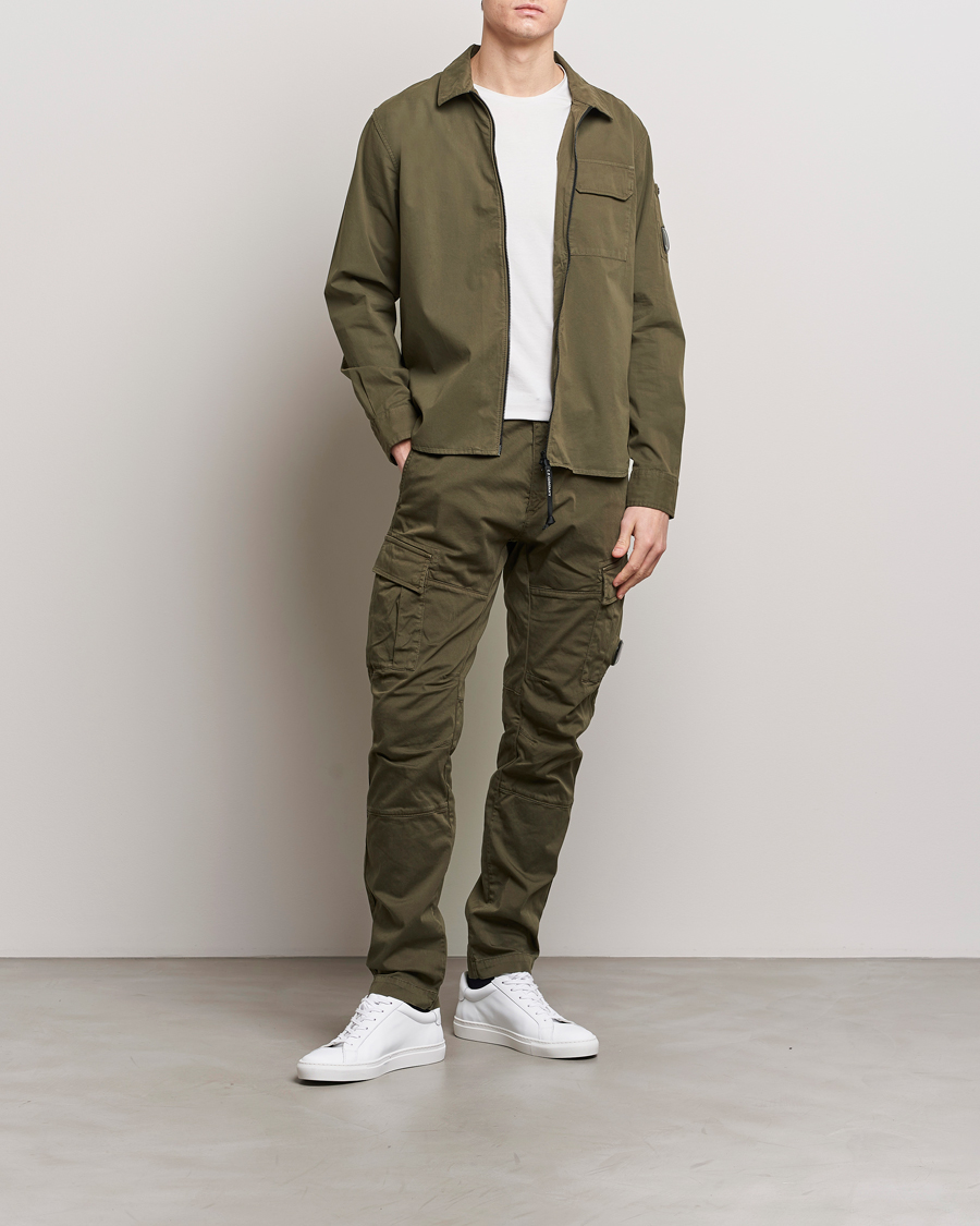 Homme | Chemises | C.P. Company | Garment Dyed Gabardine Zip Shirt Jacket Army