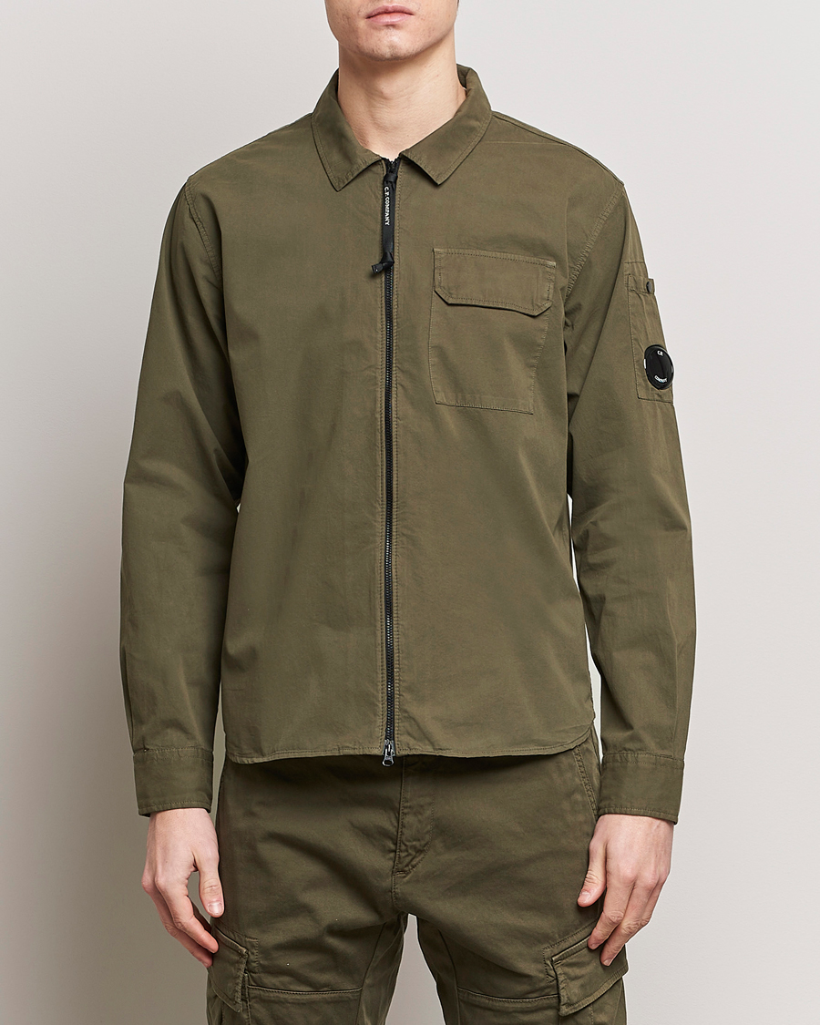 Homme | Vestes Chemise | C.P. Company | Garment Dyed Gabardine Zip Shirt Jacket Army