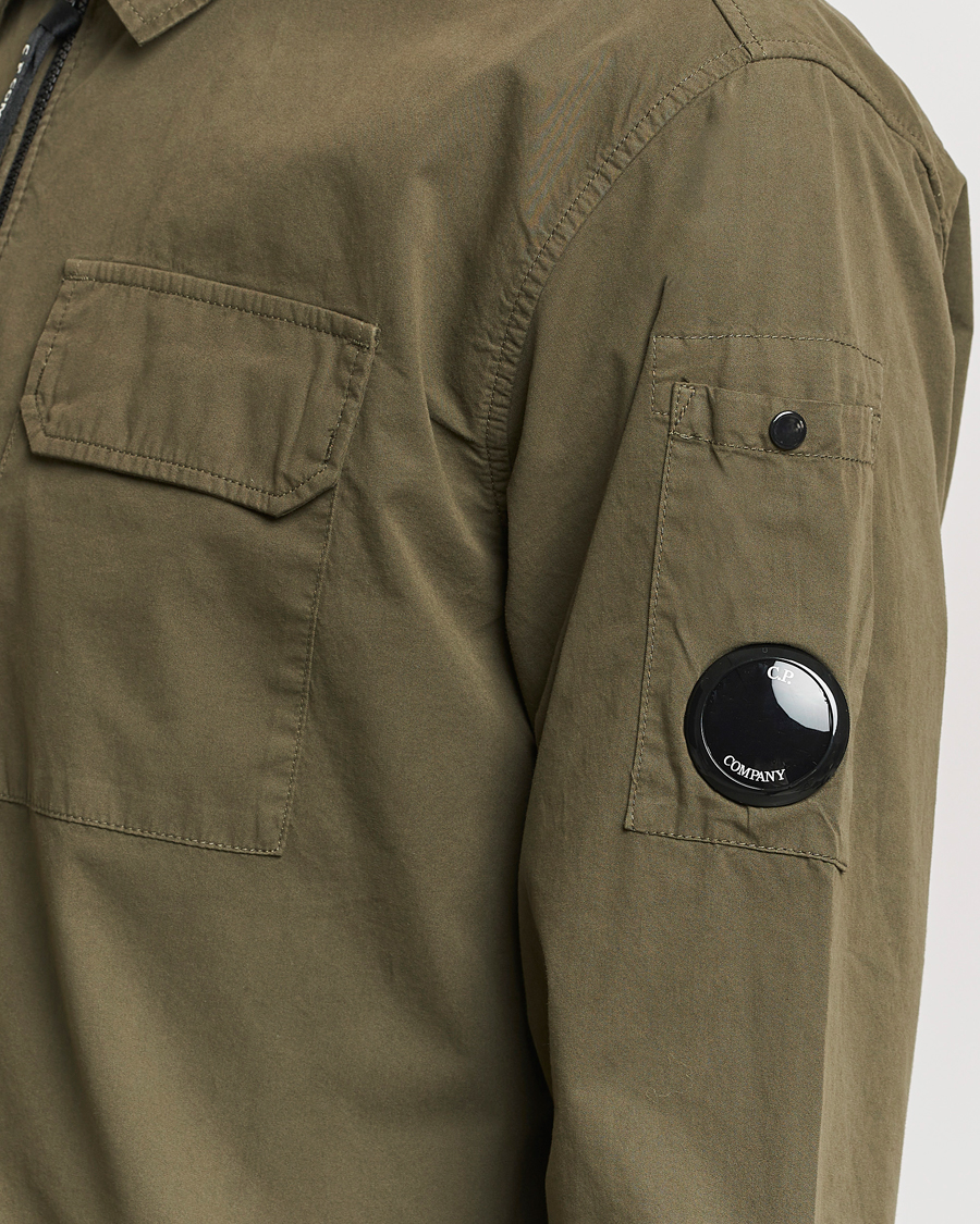 Homme | Chemises | C.P. Company | Garment Dyed Gabardine Zip Shirt Jacket Army