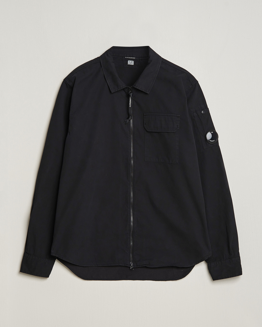 Homme | Chemises | C.P. Company | Garment Dyed Gabardine Zip Shirt Jacket Black