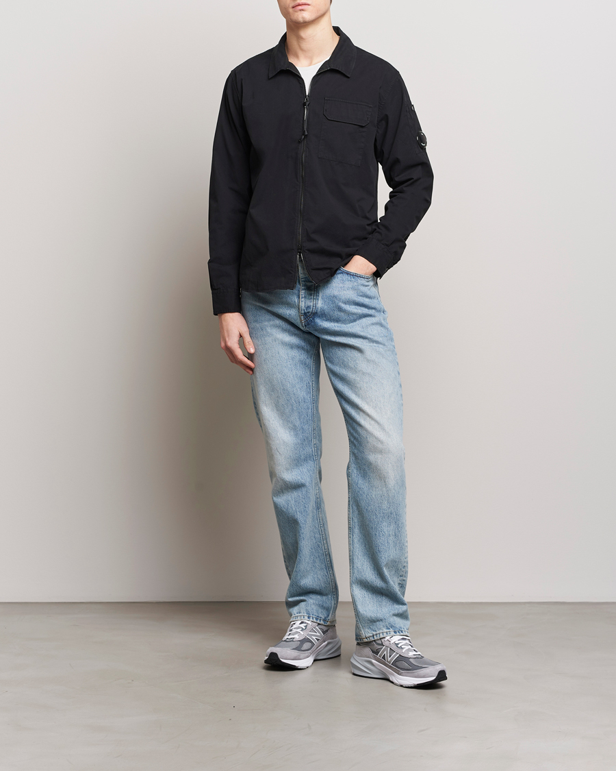 Homme | Chemises | C.P. Company | Garment Dyed Gabardine Zip Shirt Jacket Black