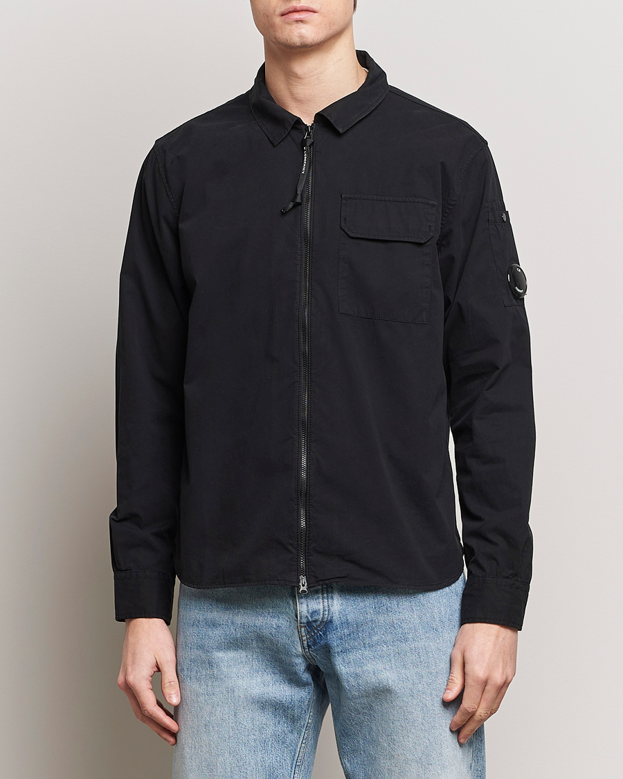 Homme | Vestes Chemise | C.P. Company | Garment Dyed Gabardine Zip Shirt Jacket Black