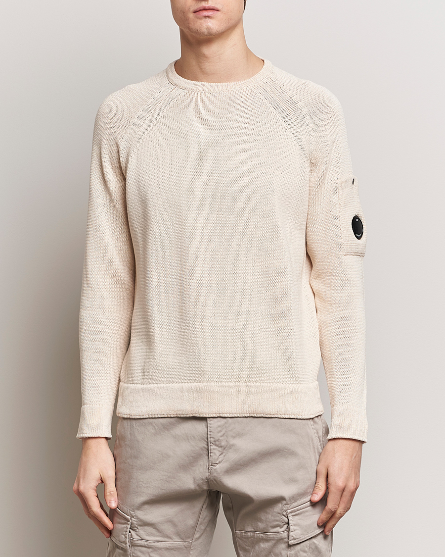 Homme | Pulls Et Tricots | C.P. Company | Compact Cotton Lens Crewneck Ecru