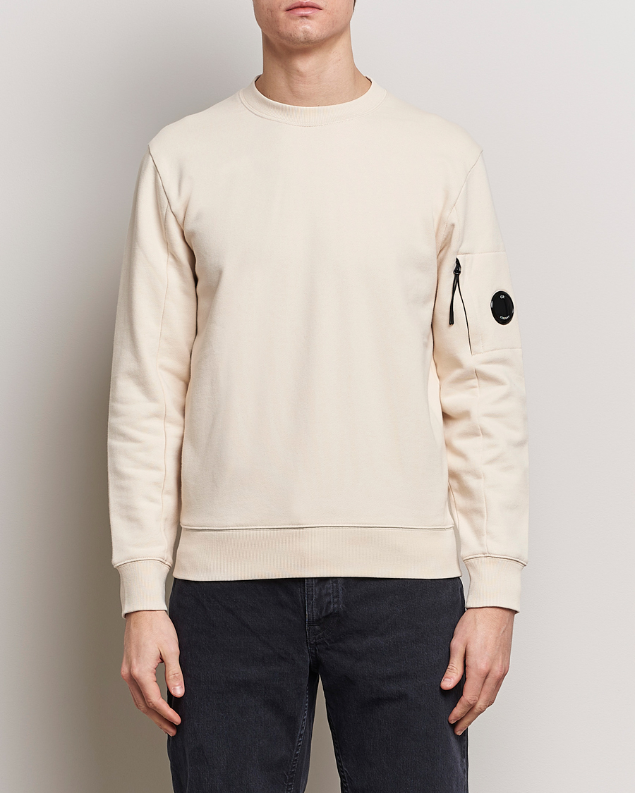 Homme | Contemporary Creators | C.P. Company | Diagonal Raised Fleece Lens Sweatshirt Ecru