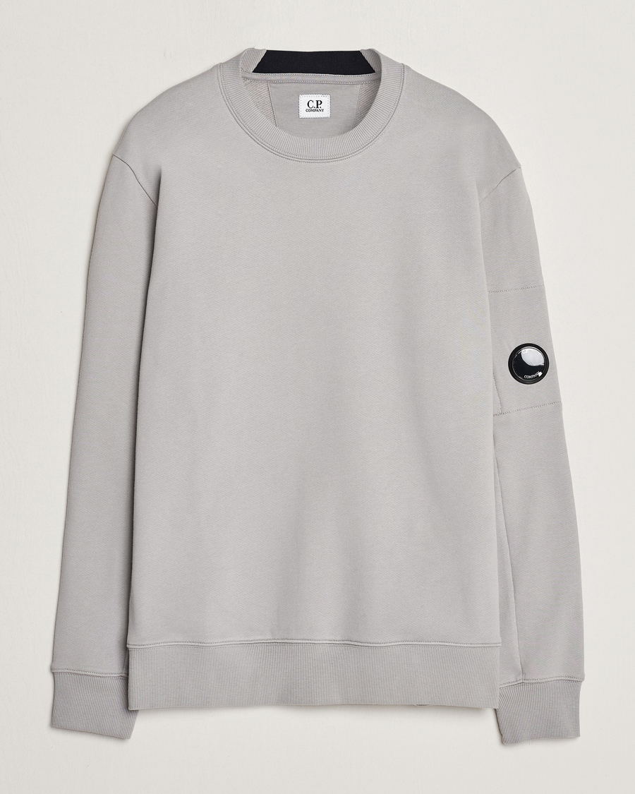 Homme | Pulls Et Tricots | C.P. Company | Diagonal Raised Fleece Lens Sweatshirt Light Grey