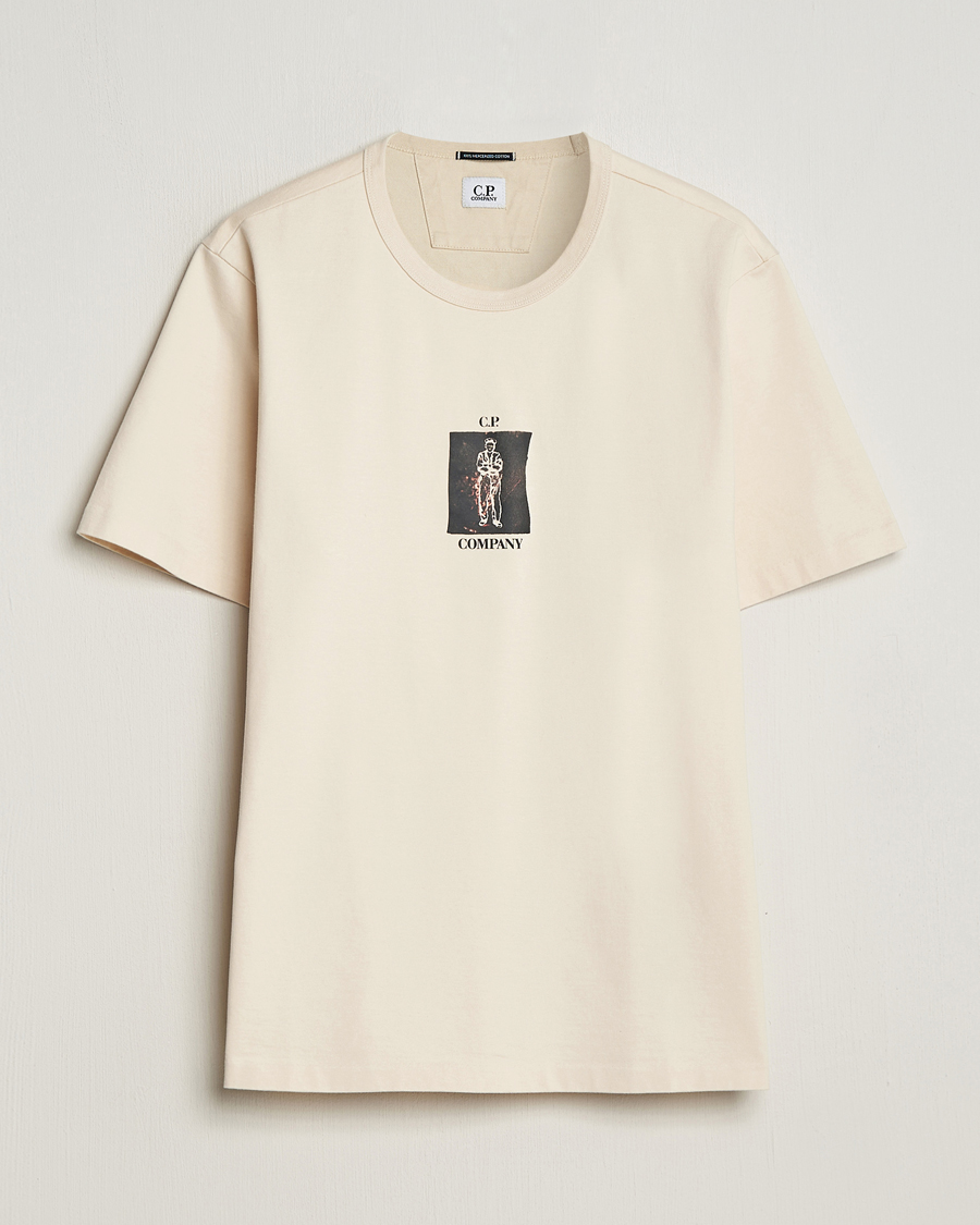 Homme | T-shirts | C.P. Company | Mercerized Heavy Cotton Back Logo T-Shirt Ecru