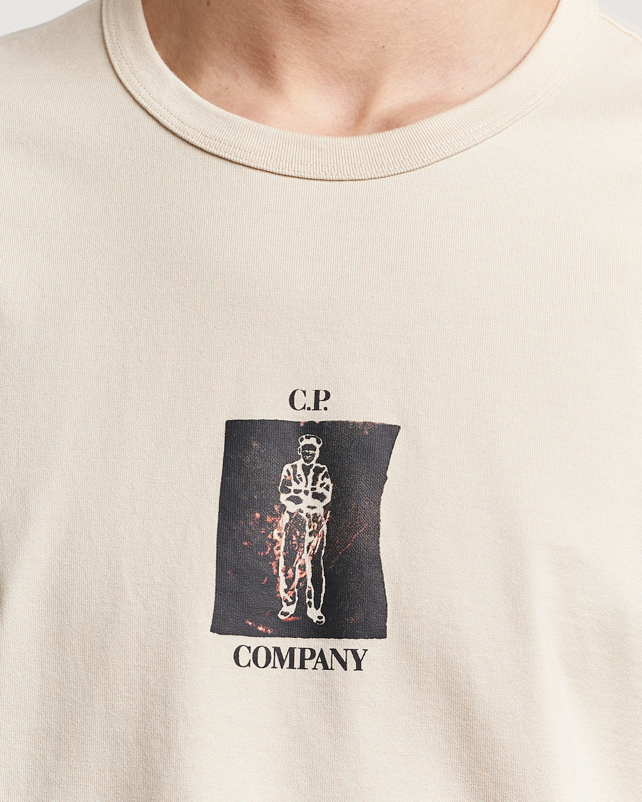 Homme | T-shirts | C.P. Company | Mercerized Heavy Cotton Back Logo T-Shirt Ecru
